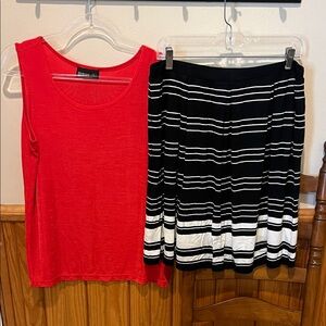 NWT Max Studio Black & White Striped Skater Skirt